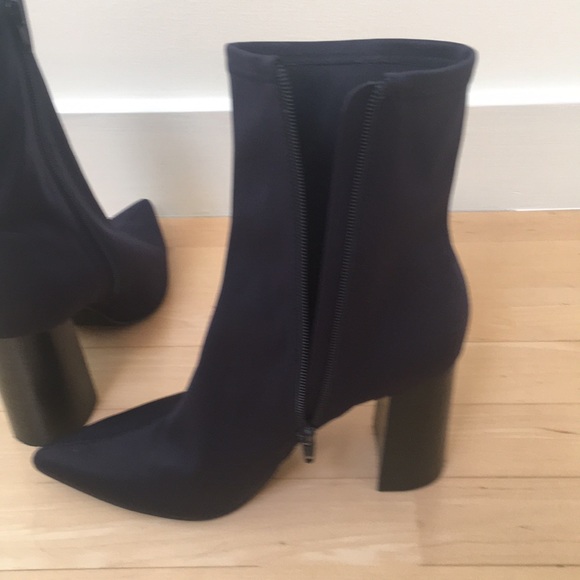 Jeffrey Campbell Dark Navy Pointed Toe Sock Ankle Boots - Picture 5 of 8